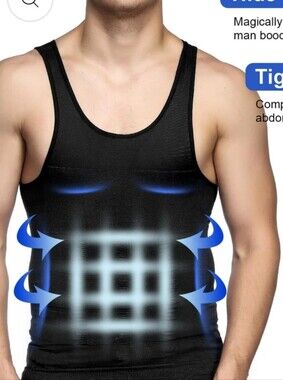 4 New Odoland Men's Compression Body Shaper Slimming Shirt Tank Top Size XL